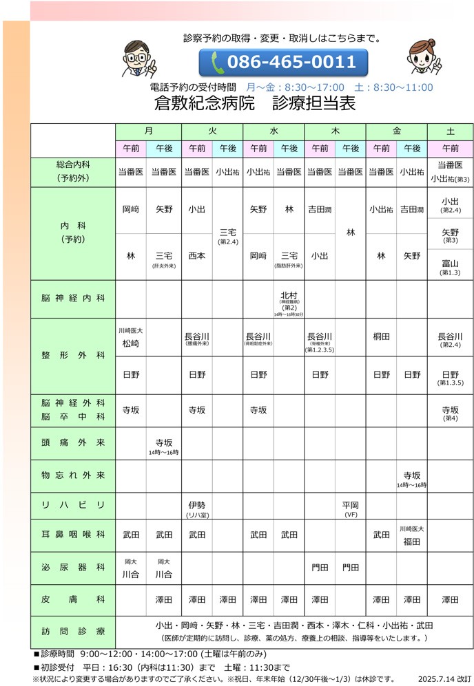 診療担当表
