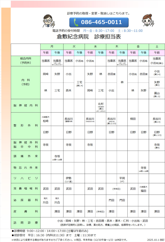 診療担当表